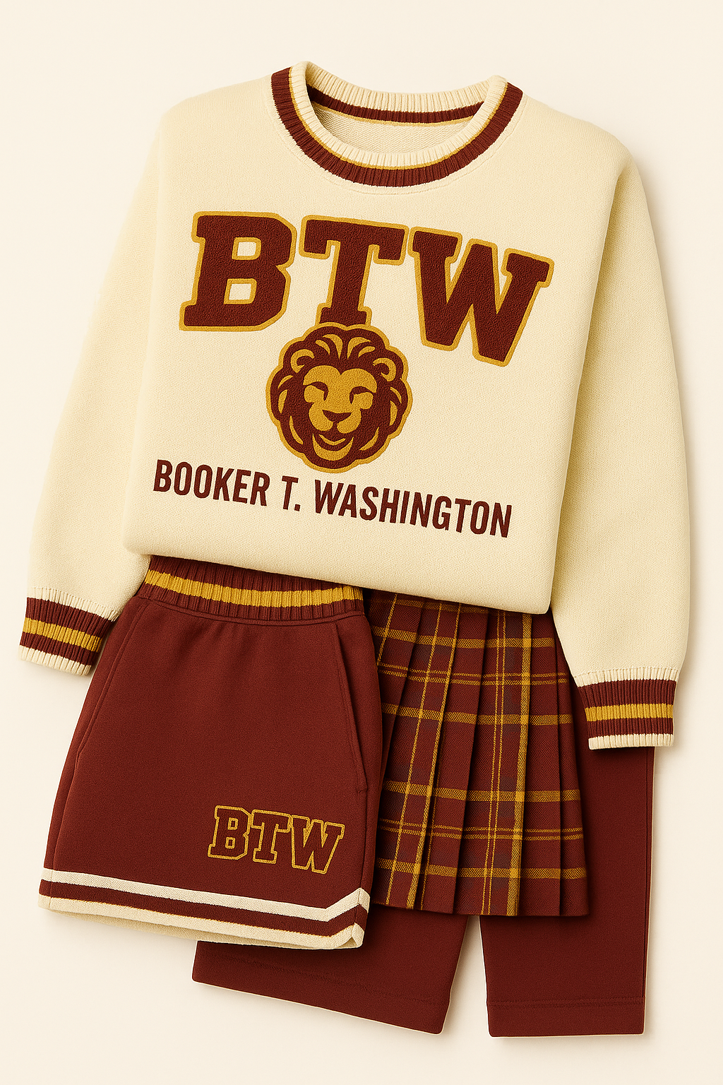 Booker T. Washington Legacy Varsity Set – Cream & Maroon Edition